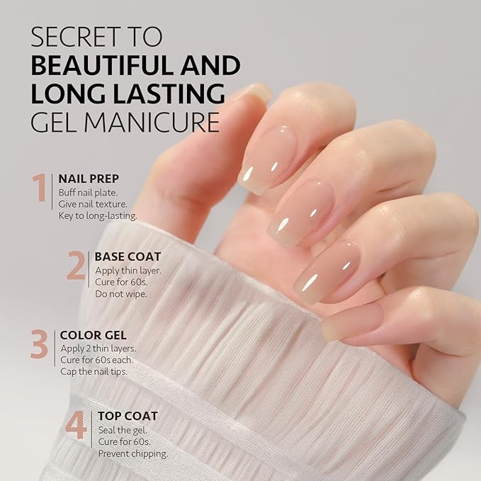 GAOY Jelly Nude Gel Nail Polish, 16ml Sheer Natural Translucent Gel Polish, UV Light Cure for Nail Art DIY, 1716 Neutral Nude