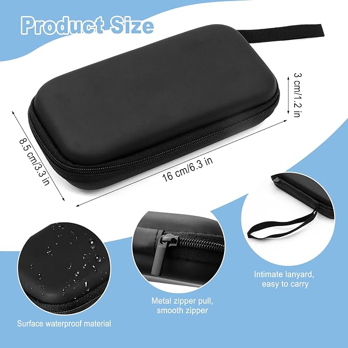 Tampon Holder for Purse,2 Pack Black Tampon Storage Bag with Zipper 6.3x3.3x1.2 inches Small Pouch for Feminine Products Portable Period Bags for Women,Ladies