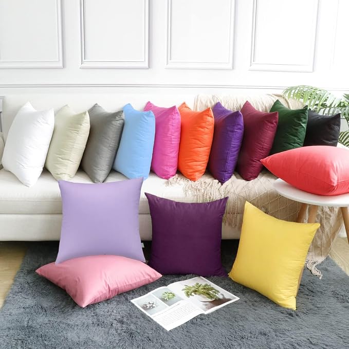 4-Pack 100% Cotton Comfortable Solid Decorative Throw Pillow Case,Thmyo Square Cushion Cover Pillowcase Sublimation Blank Pillow Covers DIY Throw Pillowcase(18x18 inch/ 45x45cm,Dark Reddish Purple)