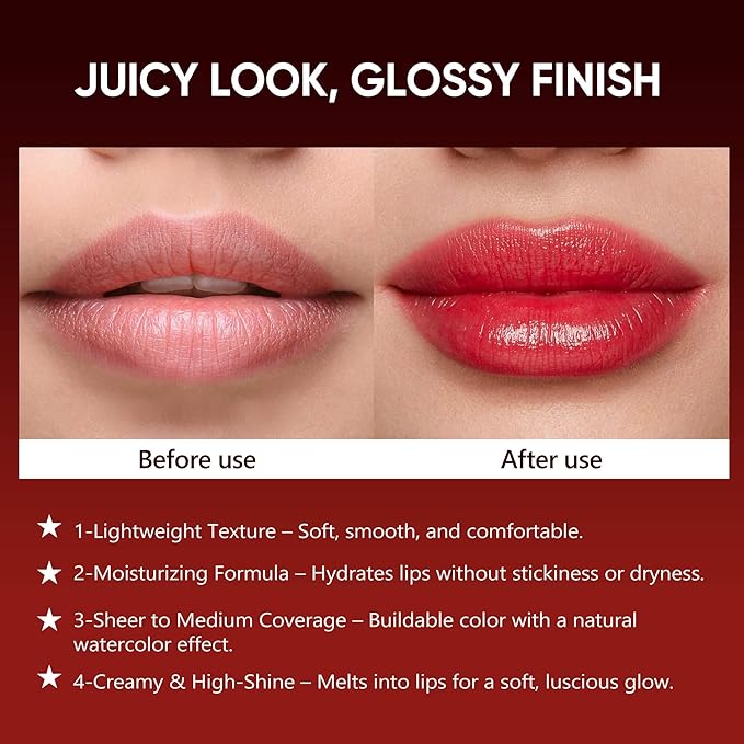 2-Pack Moisturizing Classic Red & Cocoa Lipstick Set – Hydrating Creamy Lip Color for Dry, Cracked Lips, Weightless Glossy Lip Balm with Vitamin E, Long Lasting Vegan Lipstick
