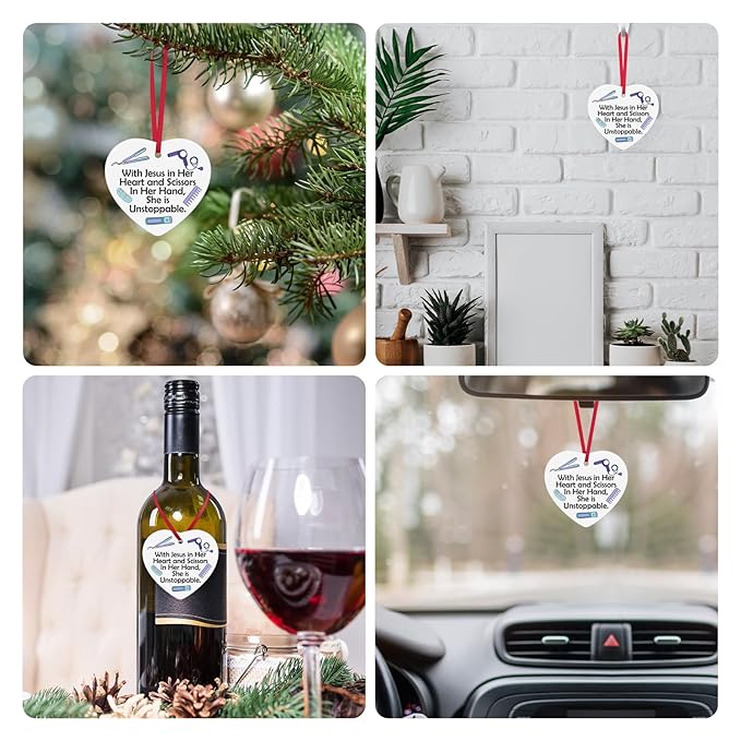 Hair Salon Decor Christmas Ornament Hairdresser Gifts for Women Hairstylist Gift Ceramic Ornament Barber Hairstylist Gifts Barbershop Hair Salon Decor Cosmetology Student Graduation Wine Bottle Decors