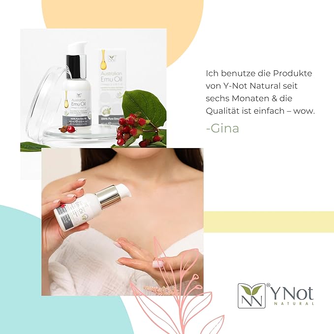 Y Not Natural Pure Emu Oil - Organic Moisture for Face, Body, Hair, Scalp & Nails - Rich in Omega 3-6-9, Vitamins & Essential Minerals - Australian Emu Oil (200ml) 6.76 fl oz -Unscented