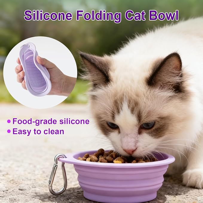 Large Portable Cat Travel Litter Box with Lid,Silicone Folding Bowl & Little Scooper, Leak-Proof and Foldable Travel Cat Litter Box for Hotels, Car and Camping, Odor-Free & Waterproof, 20x14x6.5''