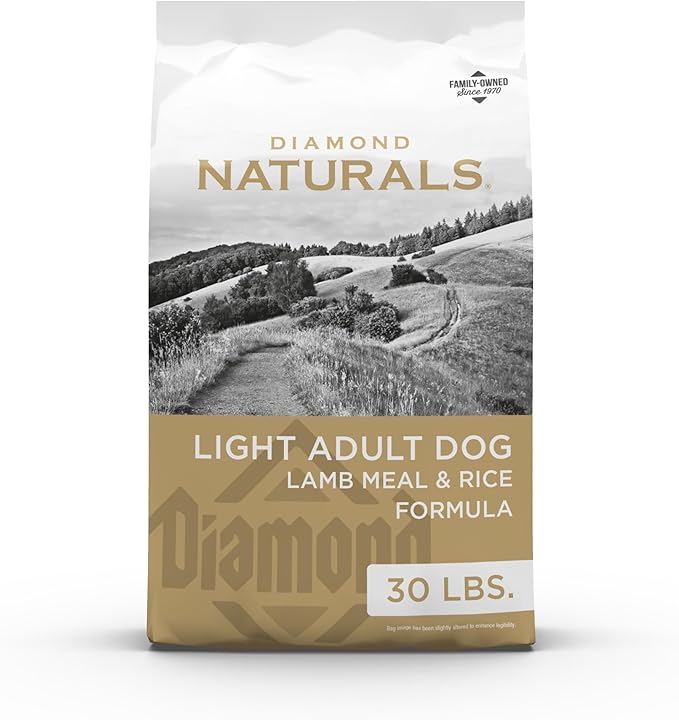 Diamond Naturals Light Adult Dry Dog Food, Lamb Meal & Rice, 30lb | L-Carnitine to Help Convert Fat to Energy | Glucosamine to Help Support Joints & Mobility | Guaranteed Probiotics