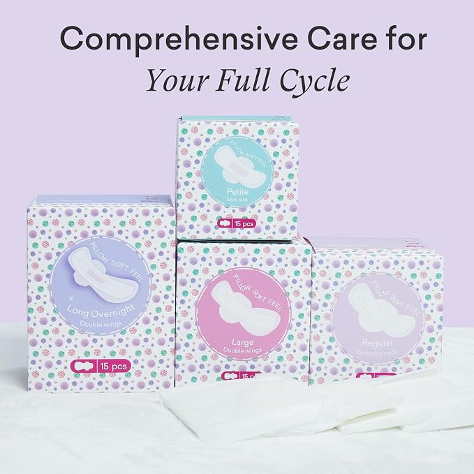 PurComfy Teens Period Pads with Wings for Tweens, Organic Cotton Sanitary Pads for Teen Girls 9-14, Teen Regular, 18 CT
