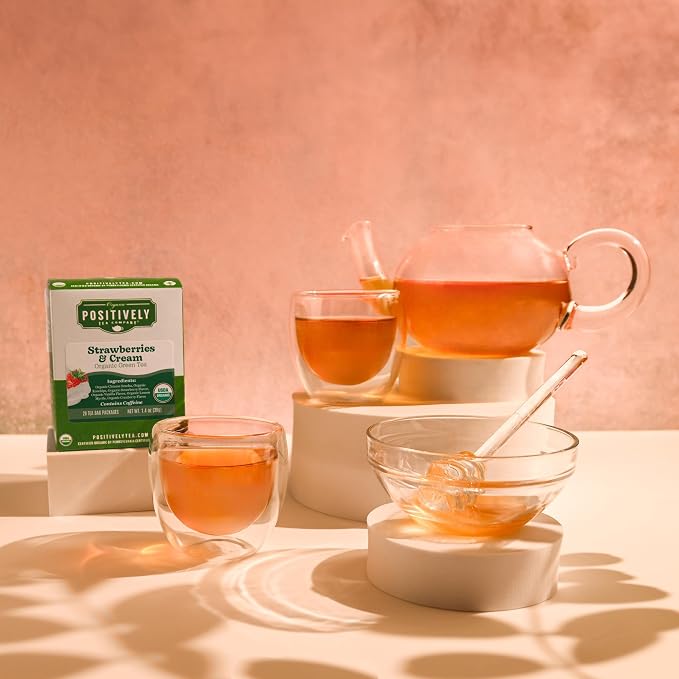 Organic Positively Tea Company, Strawberries and Cream Green Tea Bags, 20 Count
