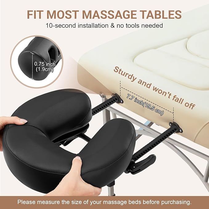 Universal Adjustable Massage Table Face Cradle & Headrest, Memory Foam Face Pillow Cushion for 3-7 Inch Mattress Massage Table Headrest for Eye Surgery Recovery Salon SPA Massage Bed