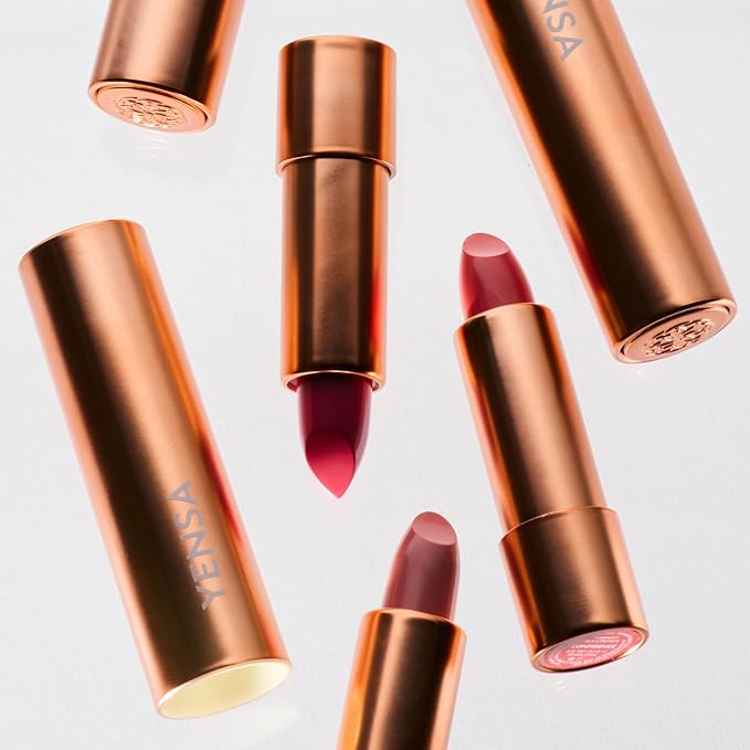 YENSA Vibrant Silk Hydrating Lip Stick - Long Lasting Lipstick with Hyaluronic Acid, Vitamin E & Super Oils - High Pigment Color & Semi Glossy Finish - Moisturizing Formula - Charm (0.12 oz)