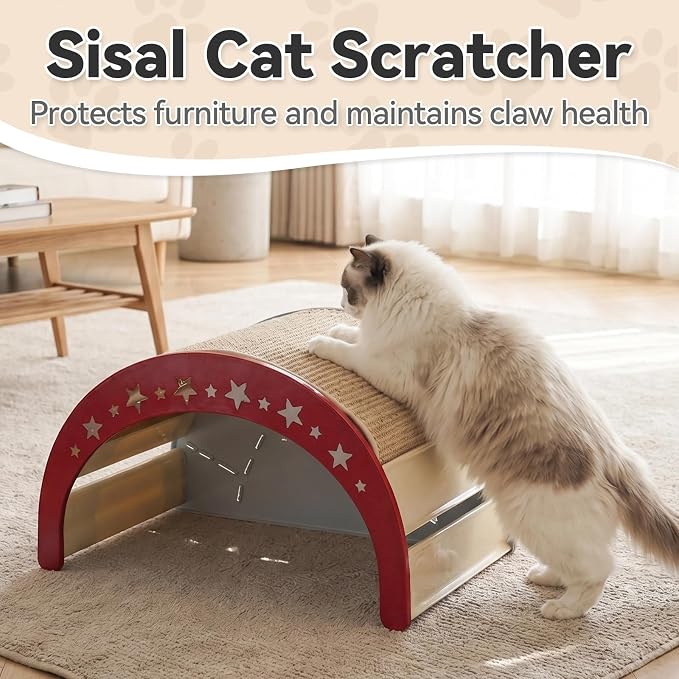Cat Rocking Bed with Washable Removable Cushion and Sisal Scratching Pads Cat Scratcher Multifunctional Cat Furniture, Blue
