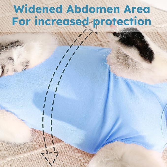 Hpetppy Recovery Suit for Cats After Surgery Soft Breathable Pet Bodysuit E-Collar & Cone Alternative Surgical Suit Kitten Wear Anti Licking Wounds Cat Onesie Cats Neuter Shirt Blue S