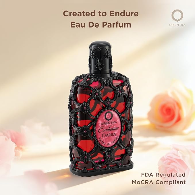 Orientica Luxury Exclusive Dania Extrait de Parfum 2.7oz/80ml – Floral, Fruity, Woody, Orange, Gardenia, Peach, Tuberose, Coconut, Vanilla, Amber, Cedar - Arabic Perfume for Men & Women