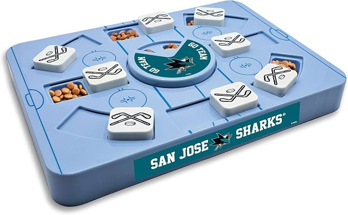 Pets First NHL SAN Jose Sharks Large Puzzle Toy, New Size, Interactive Dog Treat & Slow Feeding Toy