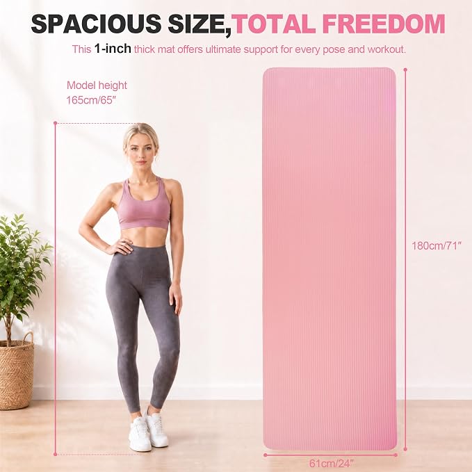 HULKFIT High Density Non Slip Yoga Mat, Extra Thick Exercise Mat with Carrying Strap, for Pilates, Fitness, Home Gym & Floor Workouts - Multiple Thickness & Multiple Color