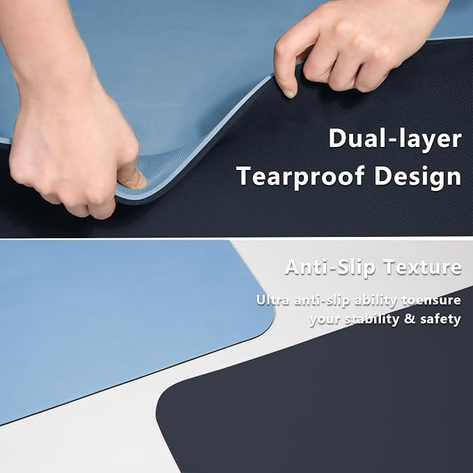 Wide Yoga Mat-80cm Extra Thick 1/3'' Fitness Exercise Mat Carry Strap