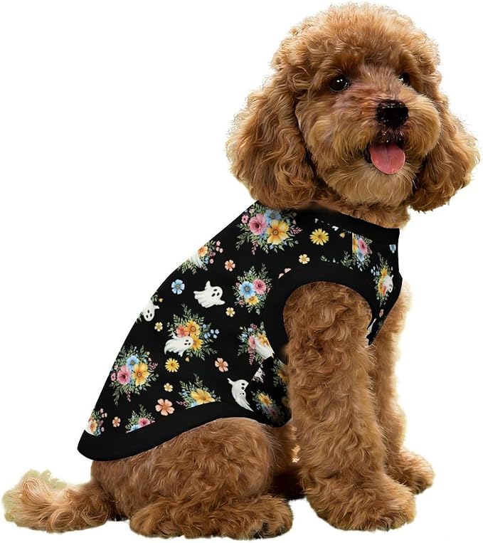 Halloween Pet Vest Spooky Boo Pet Shirts Large | Daisy Flower Dog Shirt Vest cute pet Sleeveless Vests Ice Silk Dog T-Shirts holiday Dog Clothes Halloween Canine Wear