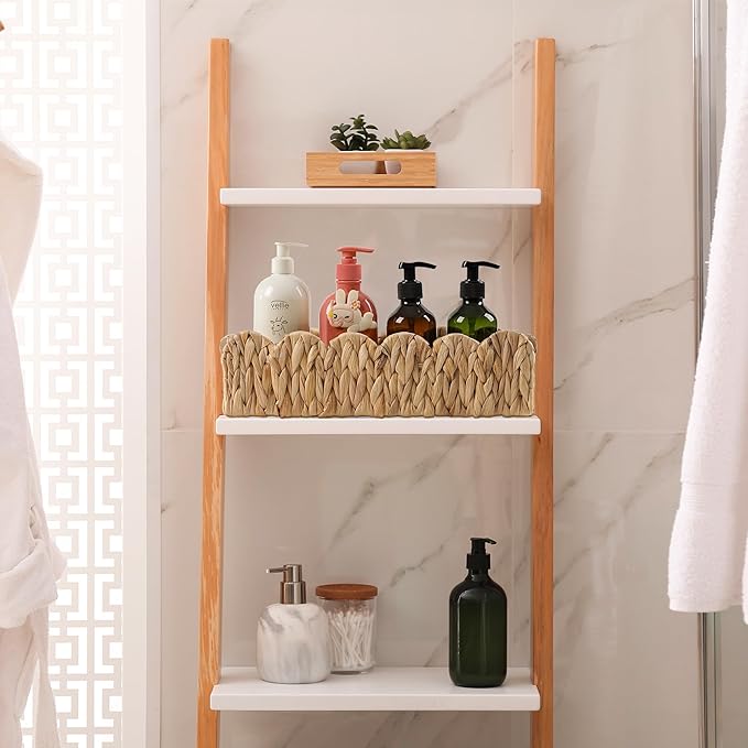 Bathroom Decor Basket for Toilet Paper Storage Baskets For Organizing | For Bedroom Living Room Kitchen Home Decor Scalloped Cute Basekt With Handle for Apartment Countertop,Natural