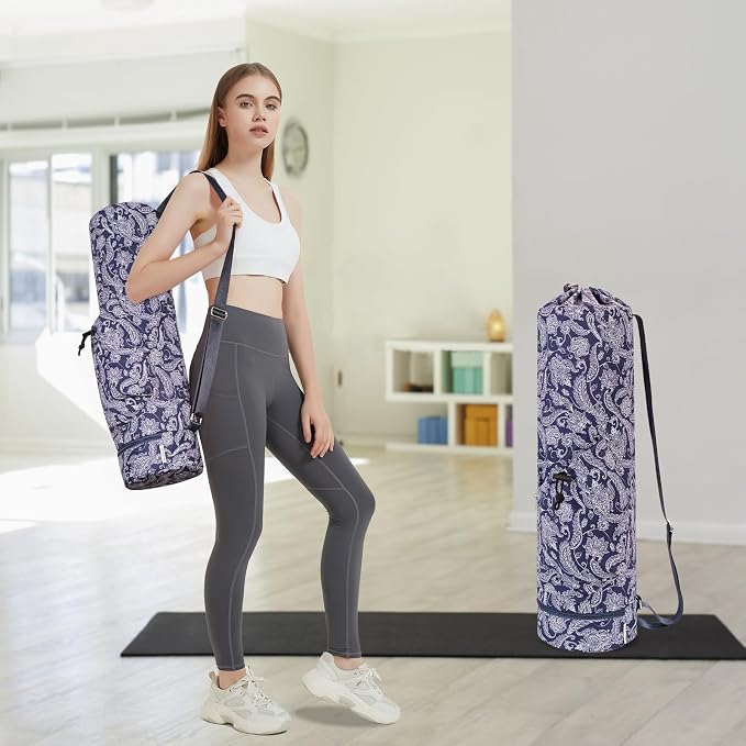 sportsnew Yoga Mat Bag with Water Bottle Pocket and Bottom Wet Pocket, Exercise Yoga Mat Carrier Multi-Functional Storage Bag, Patent pending