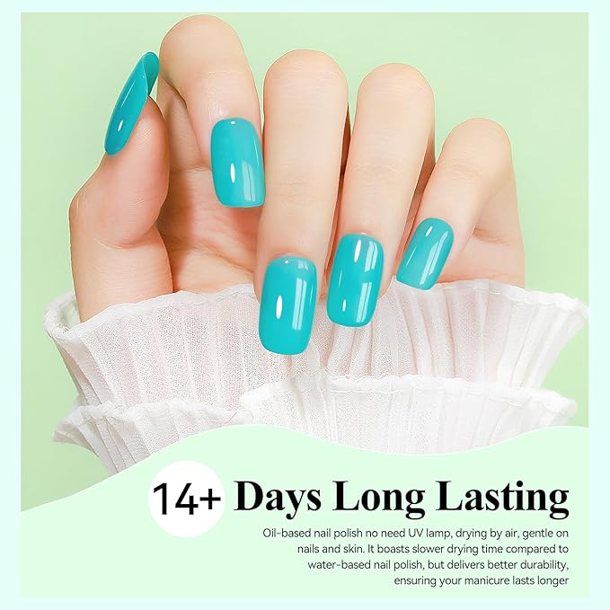 Quick Dry Nail Polish, Pastel Green Nail Lacquer Regular Fast Dry Fingernail Polish Bulk Non Gel Long-Lasting DIY Salon Gift for Women