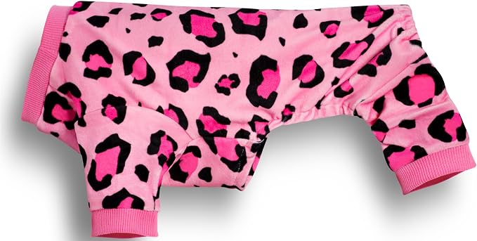 Dog Pajamas Onesie: Comfortable Four-Legged Apparel for Small, Medium, & Large Dogs, Polyester Material for Comfort, Wrinkle Resistance, Moisture Wicking, and Stretchiness Pink Leopard XXL