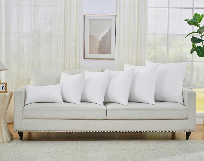 Longhui bedding White Throw Pillow Inserts 20x20 Set of 2, 100% Cotton Cover with Polyester Fill, 2-in-1 Use as Stuffers or Standalone Decor for Couch, Bed, Living Room, Outdoor