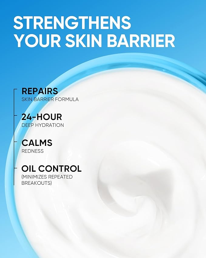 Face Moisturizer with 5X Ceramides, Hydrating Moisture Barrier Repair Cream for Sensitive/Oil Skin Types, Hyaluronic Acid & Centella, Daily Facial Moisturizer, Non-Comedogenic 50g/1.76fl.oz