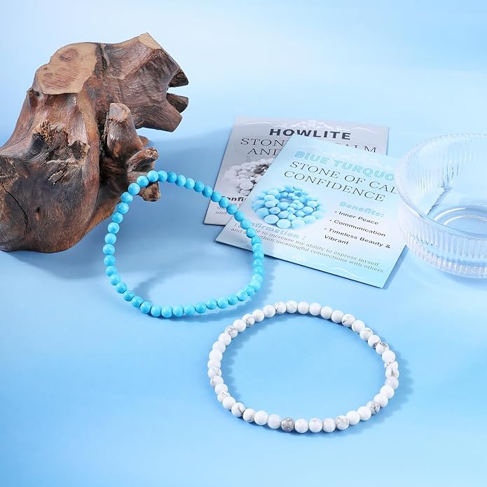 NCB 2.3-Piece 4mm Natural Crystal Gemstone Stretch Bracelets – Handmade Reiki Energy Healing Jewelry for Meditation,Yoga, Unisex