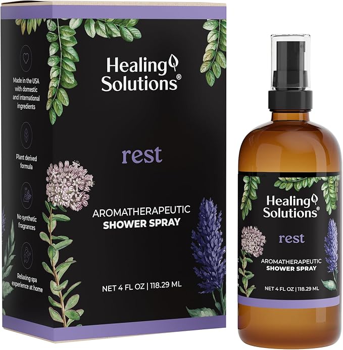 Healing Solutions Aromatherapy Shower Spray, Rest Blend, 4oz, Made in the USA, At Home Spa Experience, Premium Sleep Support (4oz, Rest Blend)