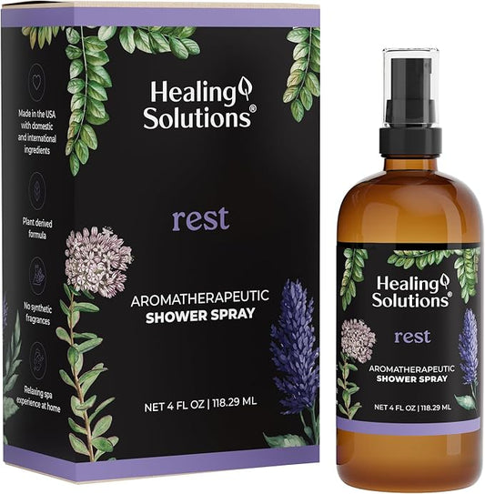 Healing Solutions Aromatherapy Shower Spray, Rest Blend, 4oz, Made in the USA, At Home Spa Experience, Premium Sleep Support (4oz, Rest Blend)
