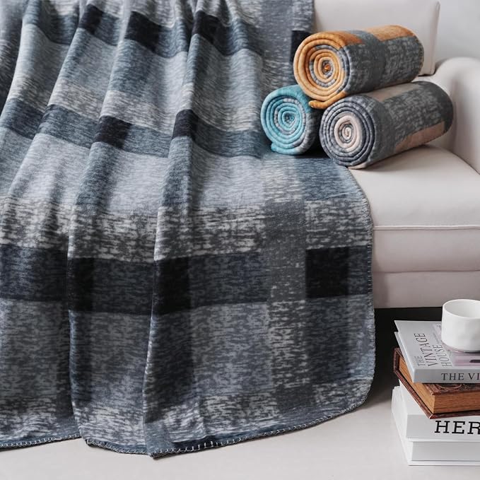 ZYFZCYBL Fleece Blanket Bulk Pack of 6 Cozy Fleece Throw Blankets 50x60 Warm Soft Lightweight Breathable Pet-Friendly for Bed Sofa Camping Wedding Gifts (Multiple Plaid