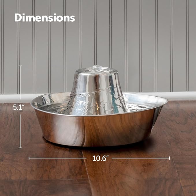PetSafe Seaside Stainless Steel Cat & Dog Fountain, 60 Oz Water Capacity - 2 Water Filters & 1 Pump Included, Soothing Flow for Pets, Scratch-and Rust-Resistant Material - Quiet Motor (Pack of 4)