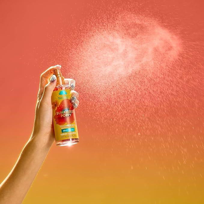 Tree Hut Sunkissed Poppy Hair & Body Mist, Hydrating & Alcohol-Free Body Spray, Fragrance with Clementines with Lilly & Amber Notes, Alcohol-Free Formula, 6 Fl Oz.