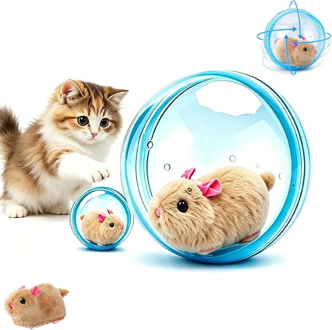 2026 New Self-Rolling Interactive Cat Ball,Realistic Animal Automatic Moving Toy,360° Spin Chasing Ball with Plush Animal Inside,Fun Indoor Interactive Pet Balls for Cats & Dogs(No Battery)