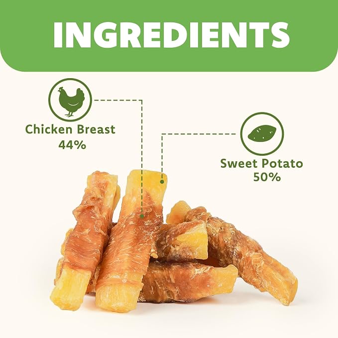 MON2SUN Dog Treats, Rawhide-Free Chicken Wrapped Sweet Potato, 25 oz | Rawhide-Free, Soft & Chewy, Great for Training, No Artificial Colors, for All Breeds