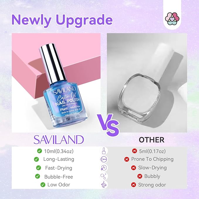 SAVILAND Pearl Nail Polish Set: Shimmer Glitter Aurora Quick Air Dry Nail Polish White Pink Purple Mermaid 12 Colors with Base and Nail Top Coat Manicure Salon DIY At Home Gift