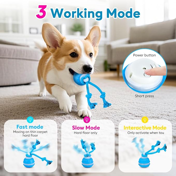 Interactive Dog Toys for Dogs – Automatic Moving Dog Toy Ball, Smart Dog Puzzle Toy for Boredom & Enrichment, Durable Dog Toys for Small Dogs & Aggressive Chewers, Puppy Interactive Toys