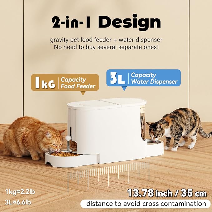 Automatic Cat Feeder 2-in-1 Set with Stainless Steel Bowls | Dog Feeding & Watering Supply with Stailess Steel Bowls Large Capacity Low Noise