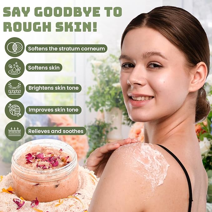 JUYRLE Body Scrub Making Kit- DIY Pink Salt Body Scrub Kit with Almond Oil, Essential Oils, Moisturizing and Exfoliating Dry Skin Hand Foot DIY Organic SPA Kit Christmas Gifts For Women & Men
