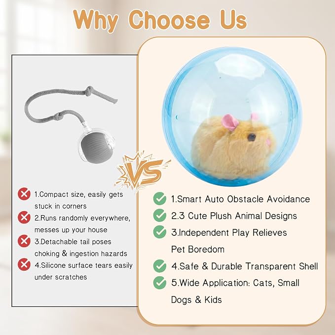 Interactive Cat Toys for Indoor, Animal Automatic Rolling Cat Ball