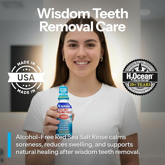 H2Ocean Healing Rinse Mouthwash - Great Tasting Sea Salt & Xylitol Mouth Wash for Fresh Breath & Dry Mouth & Tonsil Stones - Alcohol & Fluoride Free - Arctic Ocean Mint, 8oz (Pack of 2)