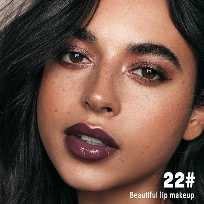 evpct Chocolate Brown Shiny Glossy Longwear No-Budge Liquid Lip Color Lipstick Makeup, Highly Pigmented Color Instant Shine, Waterproof Long Lasting Lipstick Women Lip Stain Gloss with Lip Liner Brush