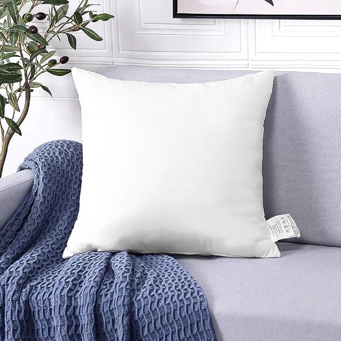 OTOSTAR Throw Pillows Inserts 18x18 Inches, Set of 4 Square Form Cushion Stuffer for Couch, Sofa, Bed - Indoor Decorative Pillows Inserts - White