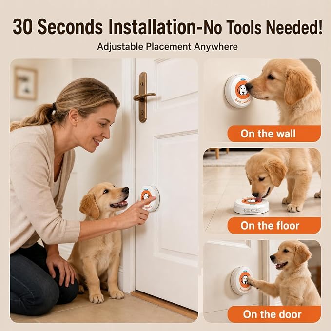 ChunHee Recordable Dog Doorbell – Train Your Dog with Your Own Voice, Puppy Potty Training Bell for Dogs to Go Outside, Touch Activated Dog Button with Potty & Outside Sounds