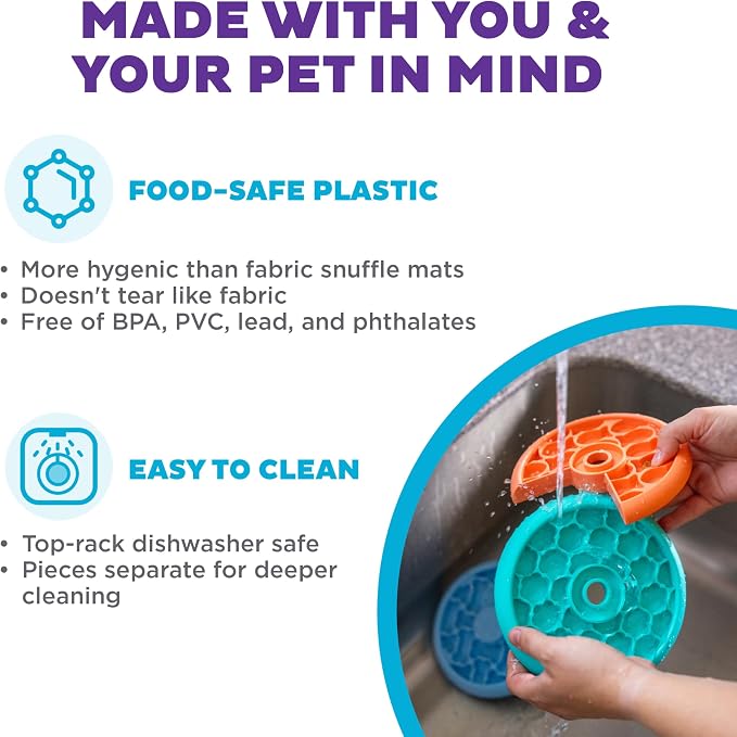 Outward Hound Nina Ottosson Lickin’ Layers 3-in-1 Dog Toy Treat Puzzle, 7" | Level 2 Intermediate, Interactive Slow Feeder, Lick Mat, Treat Puzzle, Holds 1 Cup Food, Non-Slip Base, Small Dogs & Puppies