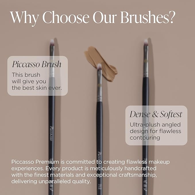 Piccasso 712 Concealer Brush – Precision Brush for Spot Coverage, Under Eye Concealer, and Lip Line Detailing, Ideal for Cream and Liquid Concealers, Korean Face Makeup Tool