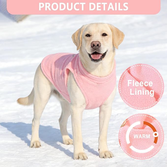 XXL Dog Sweater, Dog Sweater for Medium Large Dogs Winter Warm Pet Sweater Thick Clothes Coat Fleece Dog Sweaters with Leash Ring for French Bulldog, Dachshund,Pink ((27-36lbs))