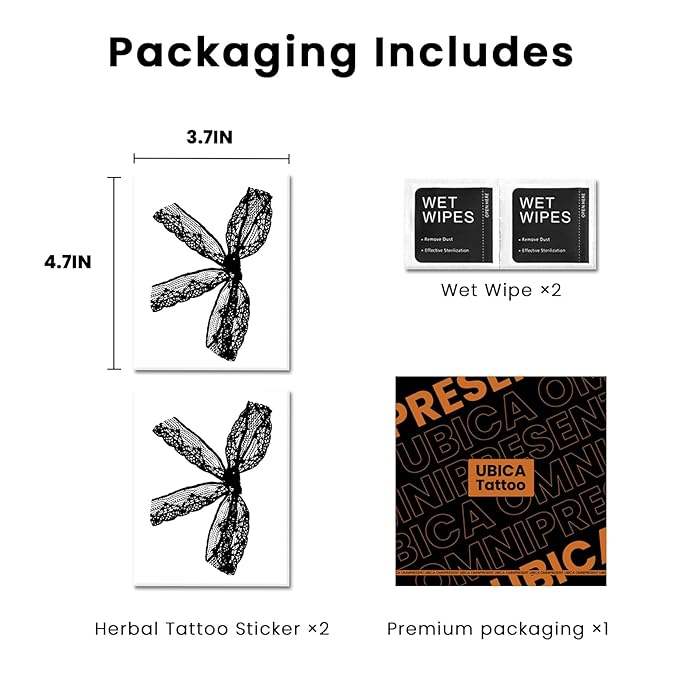 2 Sheets Long Lasting Lace Temporary Fake Tattoos For Women Thigh,Bow Semi Permanent Tattoo For Adults Girl,Realistic, Waterproof and Non-Reflective,Minimalist Design