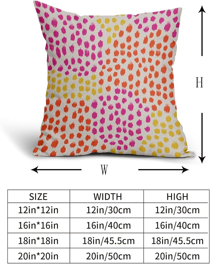 Pink Orange Yellow Throw Pillow Covers 20x20 Set of 2 Retro 70s Colored Hot Pink Preppy Room Decor Pillows Trendy Dot Decorative Outdoor Pillowcase Cushion Cover Linen Pillow Case for Sofa Couch Bed
