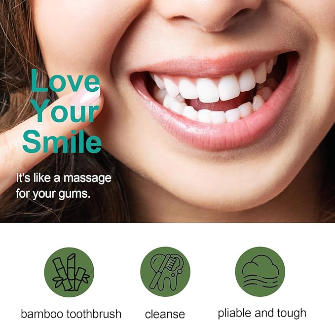 Ycquaser Bamboo Toothbrushes,Travel Toothbrush&Horse Bristle(4-Pack),Natural Soft Bristles for Adults,100% Biodegradable,Plastic & Nylon Free