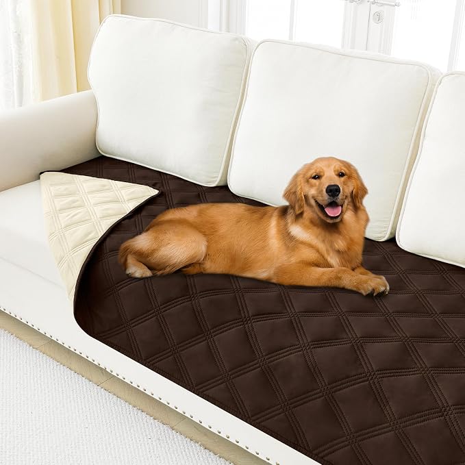 Smiry Waterproof Dog Bed Cover, Reversible Pet Blanket for Sofa Couch | Soft Washable Dog Blanket, Leakproof Couch Cover for Dogs Cats & Furniture Protection, 40x80, Chocolate/Beige