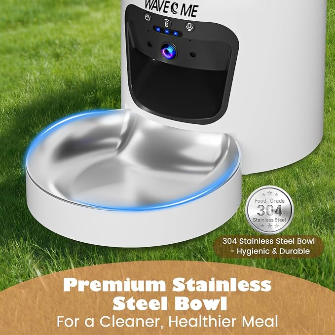 Automatic Cat Feeder with Camera, 6L Smart Pet Food Dispenser | Wide Angle 1080P HD Video, Night Vision, 2-Way Audio, App Control, Clog-Free Timed Feeder for Cats & Dogs